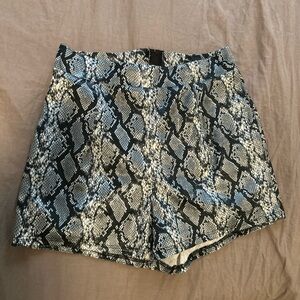 Windsor Navy and Silver Snake Pattern High Waisted Shorts